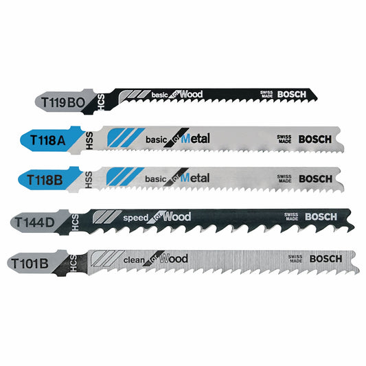 Bosch T500 Bosch Shank Jigsaw Blade Assortment (5 Pcs)