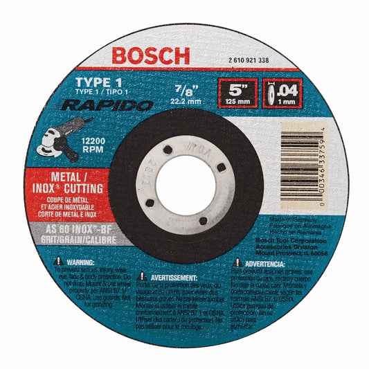 Bosch TCW1S500 5 X .040 X 7/8 Type 1 Thin Cutting Disc As60Inox-Bf For Stainless/Metal (Bulk)