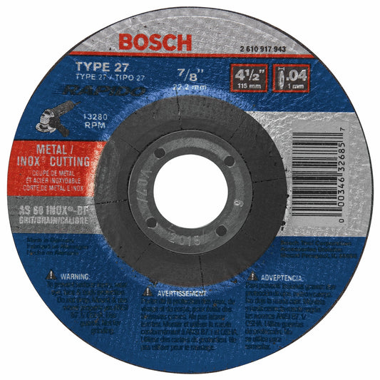 Bosch TCW27S450 4-1/2 X .040 X 7/8 Type 27 Thin Cutting Disc As60Inox-Bf-Stainless/Metal (Bulk)