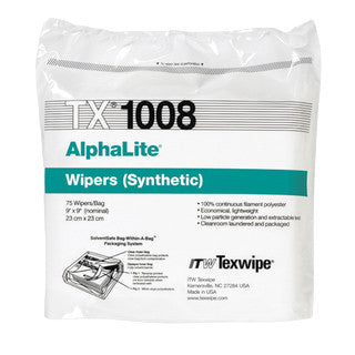 SOS Cleanroom Texwipe TX1008 AlphaLite 9" X 9" Polyester Cleanroom Wiper - Bag