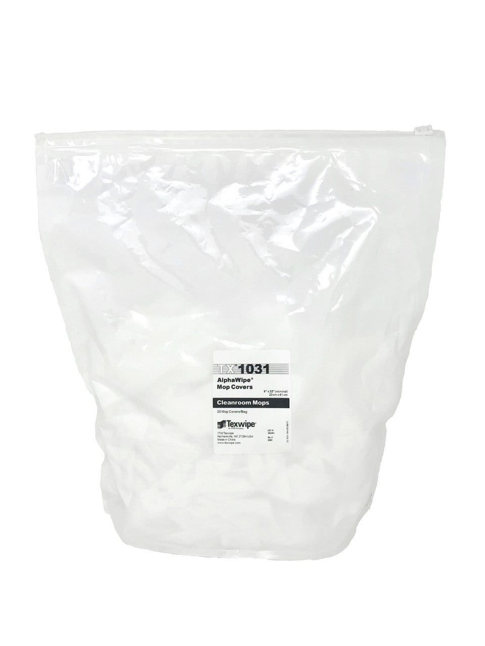SOS Cleanroom Texwipe TX1031 AlphaWipe 9" x 32" Polyester Cleanroom Wiper and Mop Cover - Bag