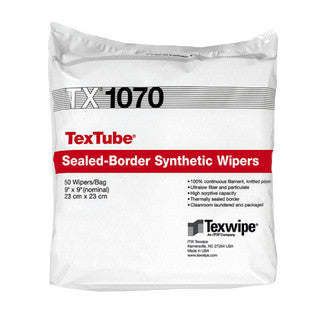 SOS Cleanroom Texwipe TX1070 TexTube 9" x 9" Polyester Tubular-Knit Sealed Border Cleanroom Wiper