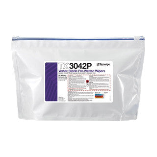 SOS Cleanroom Texwipe TX3042P Sterile Vertex 12" x 12" Polyester Sealed Edge Wiper Pre-Wetted 70% IPA (Case Qty.) - Case