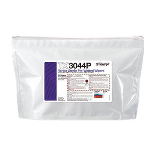 SOS Cleanroom Texwipe TX3044P Sterile Vertex 12" x 12" Polyester Wiper Pre-Wetted 70% Ethanol (Case Qty.) - Case