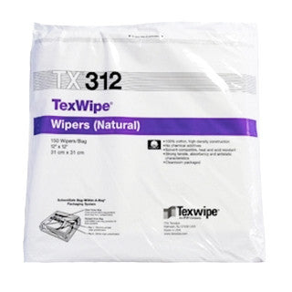 SOS Cleanroom Texwipe TX312 TexWipe 12" x 12" Cotton Cleanroom Wiper - Bag