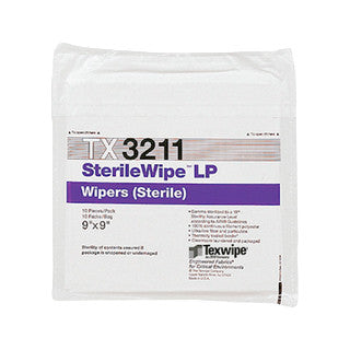 SOS Cleanroom Texwipe TX3211 SterileWipe LP 9" x 9" Polyester Cleanroom Wiper (Case Qty.) - Case