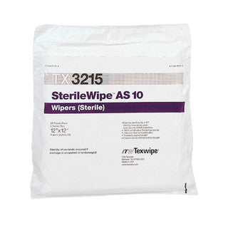 SOS Cleanroom Texwipe TX3215 SterileWipe AS10 12" x 12" Polyester Cleanroom Wiper (Case Qty.) - Case