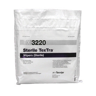SOS Cleanroom Texwipe TX3220 Sterile TexTra 12" x 12" Polyester Cleanroom Wiper (Case Qty.) - Case