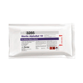 SOS Cleanroom Texwipe TX3285 Sterile AlphaSat10 9" x 9" Polyester Cleanroom Wiper Pre-Wetted 70% IPA (Case Qty.) - Case