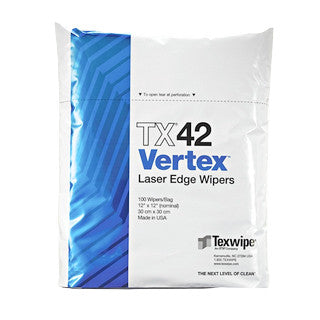 SOS Cleanroom Texwipe TX42 Vertex 12" x 12" Polyester High Absorption Laser Edge Cleanroom Wiper - Case