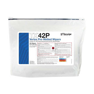 SOS Cleanroom Texwipe TX42P Vertex 12" x 12" Polyester Laser Edge Cleanroom Wiper Pre-Wetted 70% IPA (Case Qty.) - Case