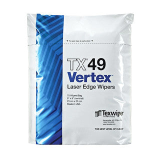 SOS Cleanroom Texwipe TX49 Vertex 9" x 9" Polyester High Absorption Laser Edge Cleanroom Wiper - Case