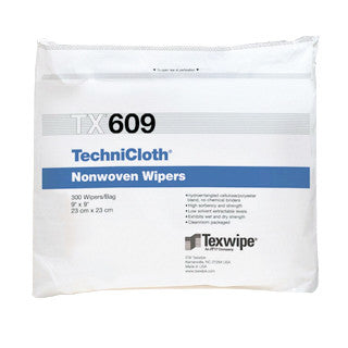 SOS Cleanroom Texwipe TX609 TechniCloth 9" x 9" Cellulose and Polyester Cleanroom Wiper - Case