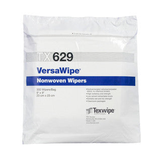 SOS Cleanroom Texwipe TX629 VersaWipe 9" x 9" Cellulose and Polyester Cleanroom Wiper - Bag