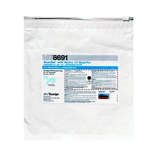 SOS Cleanroom Texwipe TX8691 QuanSat w/ Vectra LT QuanTex 9" x 9" Polyester Wiper Pre-Wetted 6% IPA - Case
