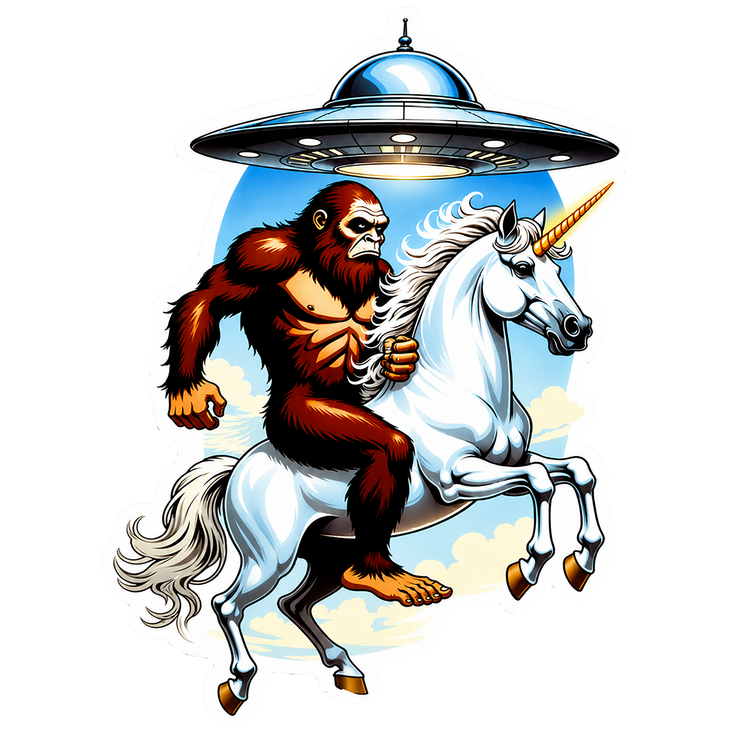 Paradise Clay IHS100 The Unbelievable Trio (UFO + Bigfoot + Unicorn) - Vinyl Sticker (1 STICKER)