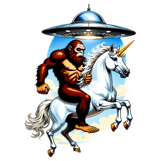 Paradise Clay IHS100 The Unbelievable Trio (UFO + Bigfoot + Unicorn) - Vinyl Sticker (1 STICKER)
