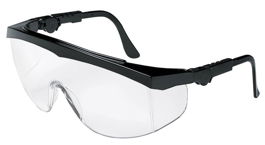 MCR Safety TK110 TK1 Series Black Safety Glasses with Clear Lens Generous Lens with Built on Side Shields (1 Pair)