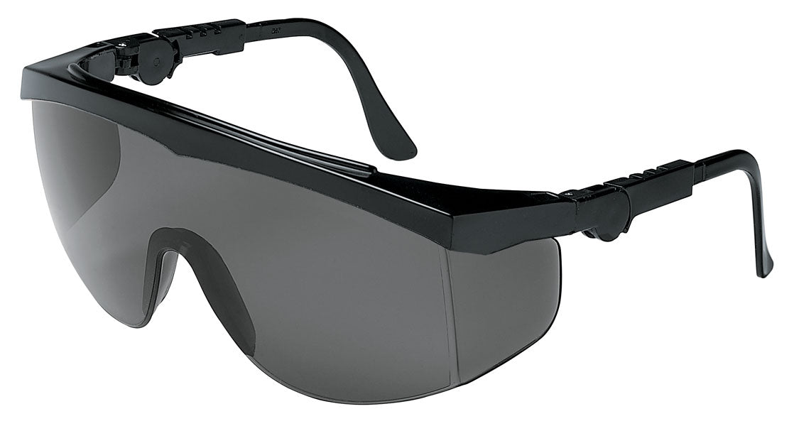 MCR Safety TK112 TK1 Series Black Safety Glasses with Gray Lens Generous Lens with Built on Side Shields (1 Pair)