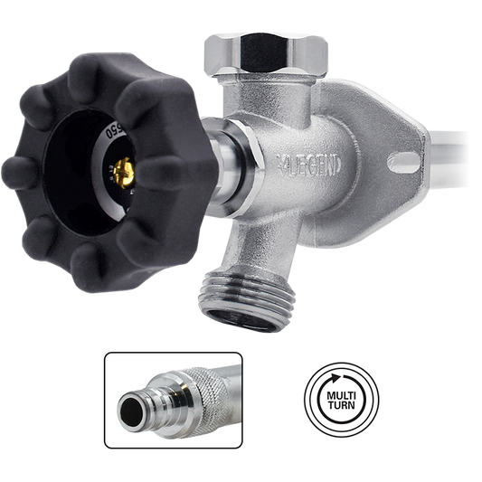 Legend Valves 108-042 1/2" x 6" Forged Brass Multi-Turn Cold Expansion PEX Frostfree Sillcock with Softouch Handle & Integrated Anti-Siphon Vacuum Breaker