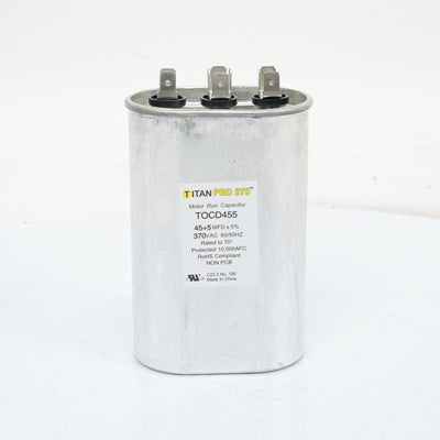 Packard TOCD455 Titan Pro Run Capacitor 45+5 Mfd 370 Volt Oval