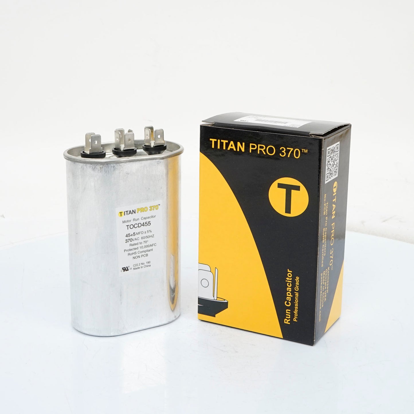 Packard TOCD455 Titan Pro Run Capacitor 45+5 Mfd 370 Volt Oval