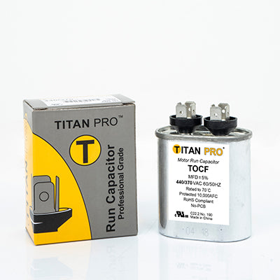 Packard TOCF7.5 Titan Pro Run Capacitor 7.5 Mfd 440/370 Volt Oval