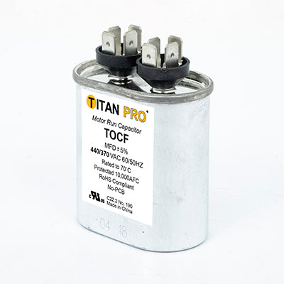 Packard TOCF2 Titan Pro Run Capacitor 2 Mfd 440/370 Volt Oval