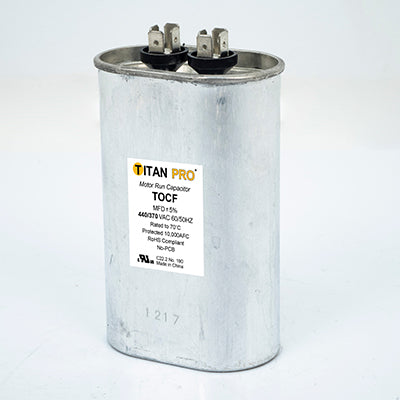 Packard TOCF65 Titan Pro Run Capacitor 65 Mfd 440/370 Volt Oval