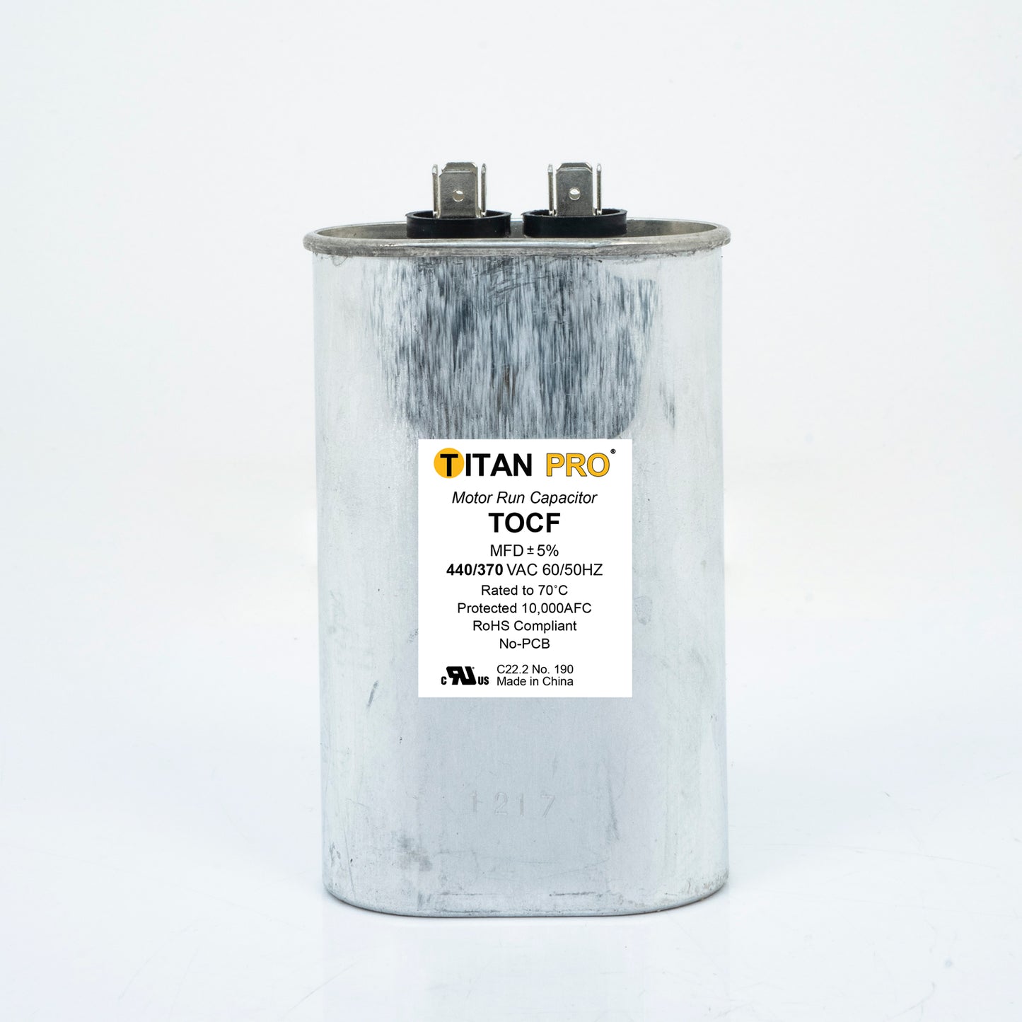 Packard TOCF55 Titan Pro Run Capacitor 55 Mfd 440/370 Volt Oval