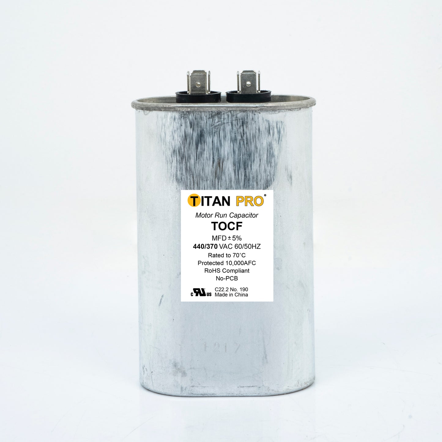 Packard TOCF65 Titan Pro Run Capacitor 65 Mfd 440/370 Volt Oval