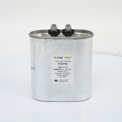 Packard TOCF60 Titan Pro Run Capacitor 60 Mfd 440/370 Volt Oval