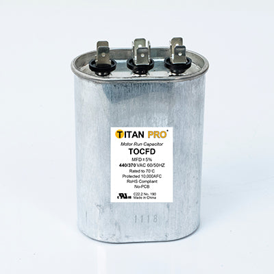 Packard TOCFD2575 Titan Pro Run Capacitor 25+7.5 Mfd 440/370 Volt Oval