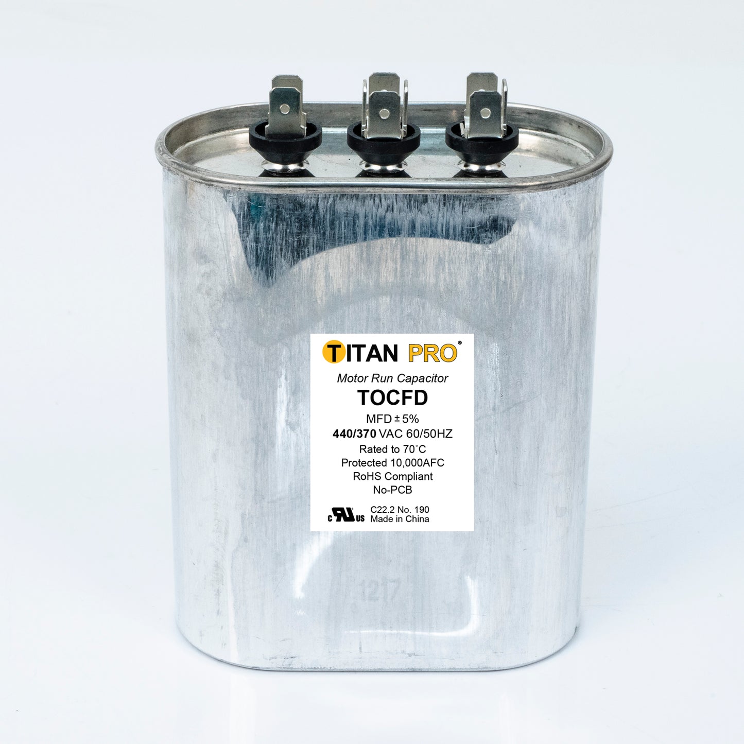 Packard TOCFD5510 Titan Pro Run Capacitor 55+10 Mfd 440/370 Volt Oval