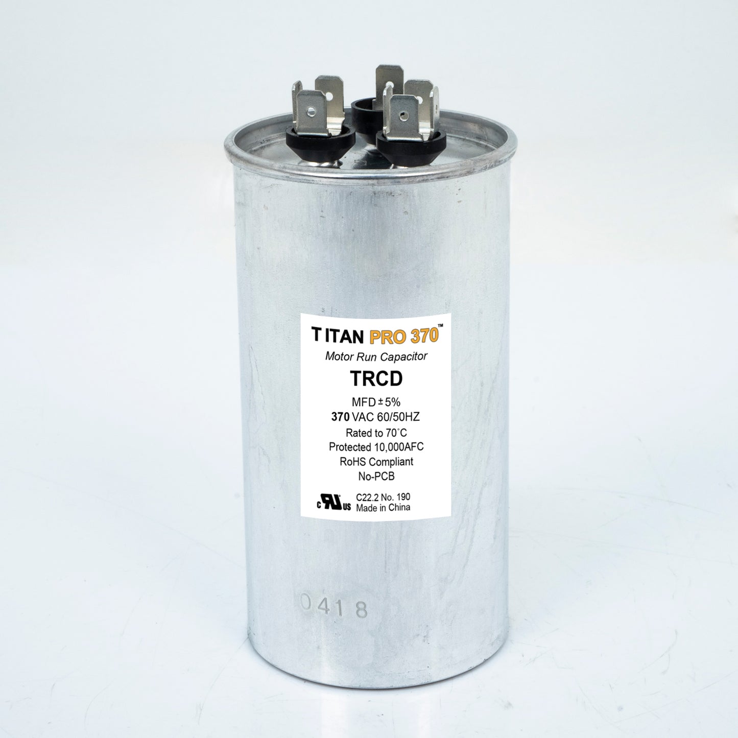 Packard TRCD8075 Titan Pro Run Capacitor 80+7.5 Mfd 370 Volt Round