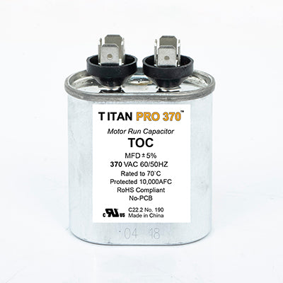 Packard TOC4 Titan Pro Run Capacitor 4 Mfd 370 Volt Oval