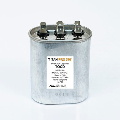 Packard TOCD1010 Titan Pro Run Capacitor 10+10 Mfd 370 Volt Oval