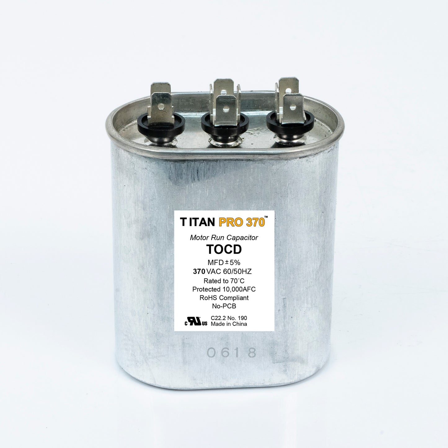 Packard TOCD355 Titan Pro Run Capacitor 35+5 Mfd 370 Volt Oval