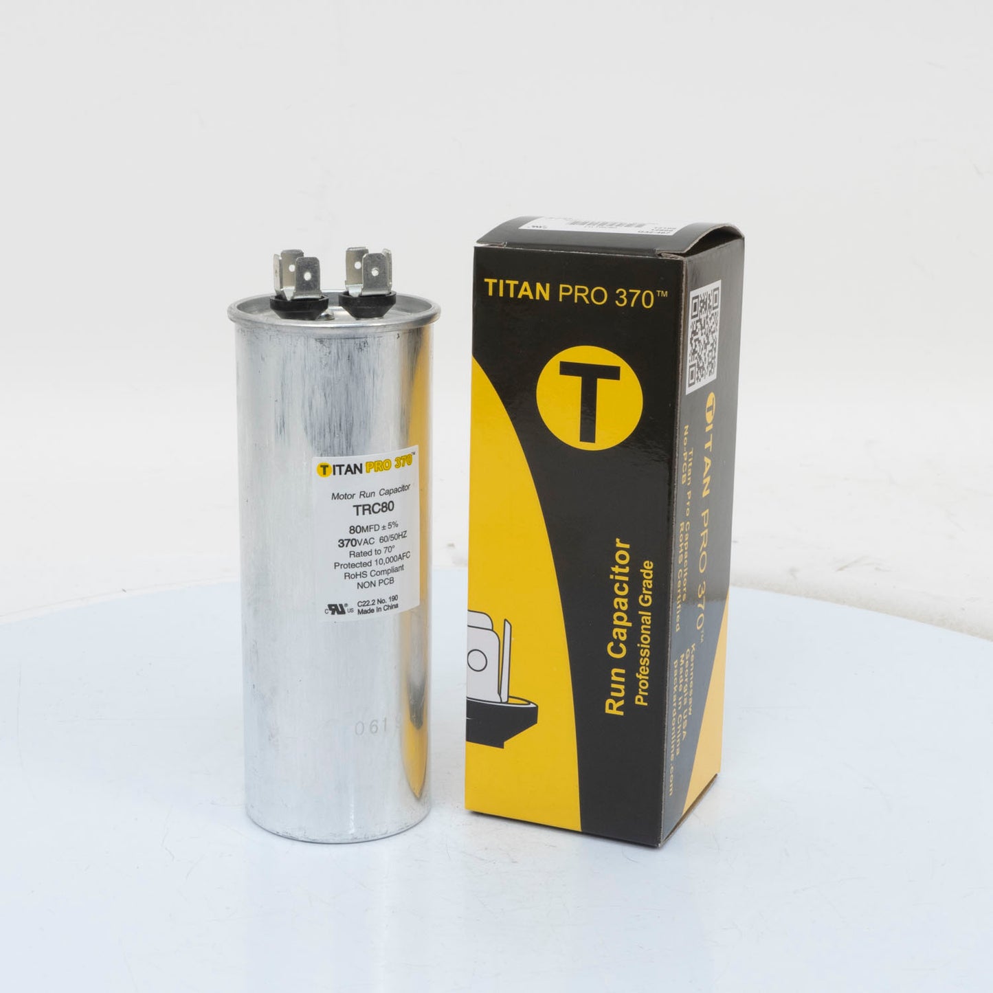 Packard TRC80 Titan Pro Run Capacitor 80 Mfd 370 Volt Round