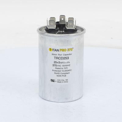 Packard TRCD253 Titan Pro Run Capacitor 25+3 Mfd 370 Volt Round