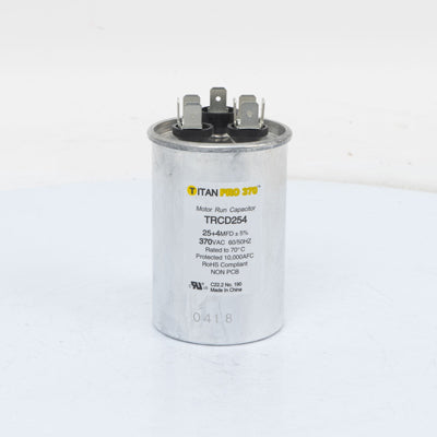 Packard TRCD254 Titan Pro Run Capacitor 25+4 Mfd 370 Volt Round