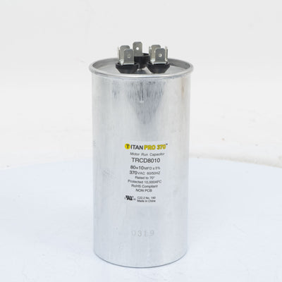 Packard TRCD8010 Titan Pro Run Capacitor 80+10 Mfd 370 Volt Round