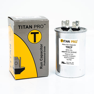 Packard TRCF15 Titan Pro Run Capacitor 15 Mfd 440/370 Volt Round