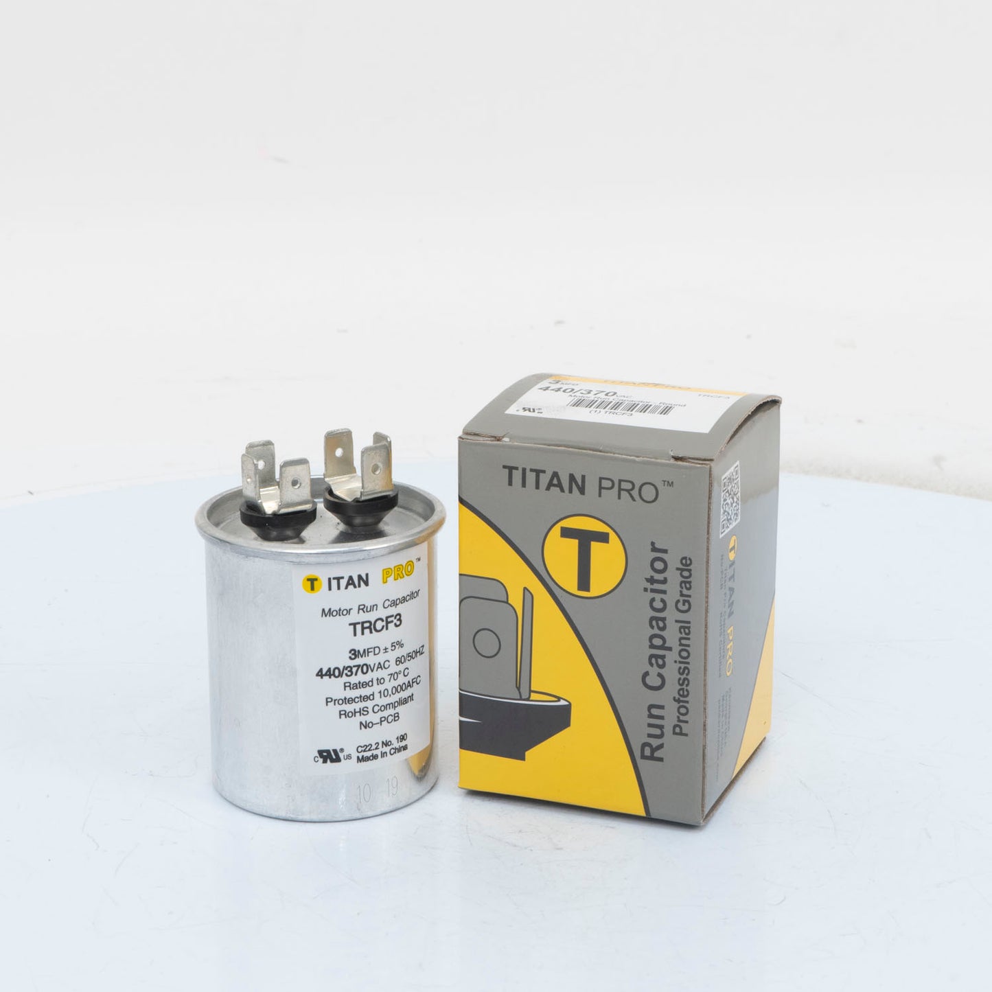 Packard TRCF3 Titan Pro Run Capacitor 3 Mfd 440/370 Volt Round