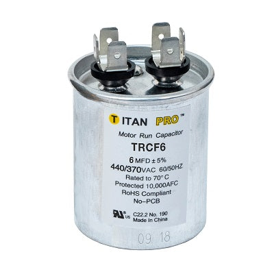 Packard TRCF6 Titan Pro Run Capacitor 6 Mfd 440/370 Volt Round