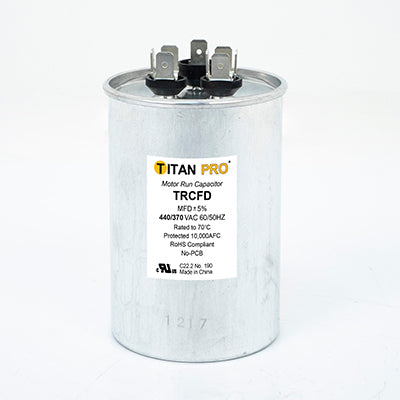 Packard TRCFD255 Titan Pro Run Capacitor 25+5 Mfd 440/370 Volt Round