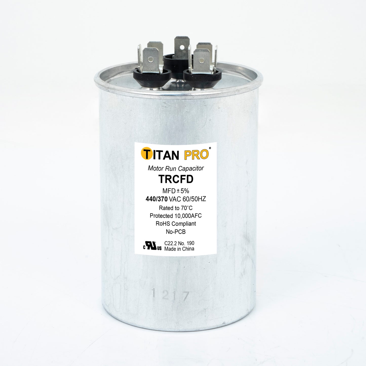 Packard TRCFD403 Titan Pro Run Capacitor 40+3 Mfd 440/370 Volt Round