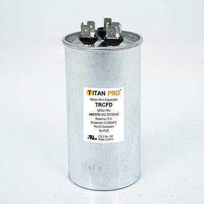 Packard TRCFD5575 Titan Pro Run Capacitor 55+7.5 Mfd 440/370 Volt Round