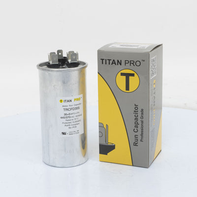 Packard TRCFD355 Titan Pro Run Capacitor 35+5 Mfd 440/370 Volt Round