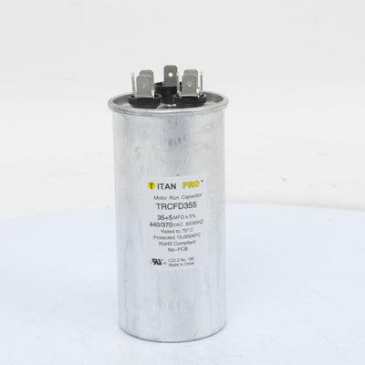 Packard TRCFD355 Titan Pro Run Capacitor 35+5 Mfd 440/370 Volt Round